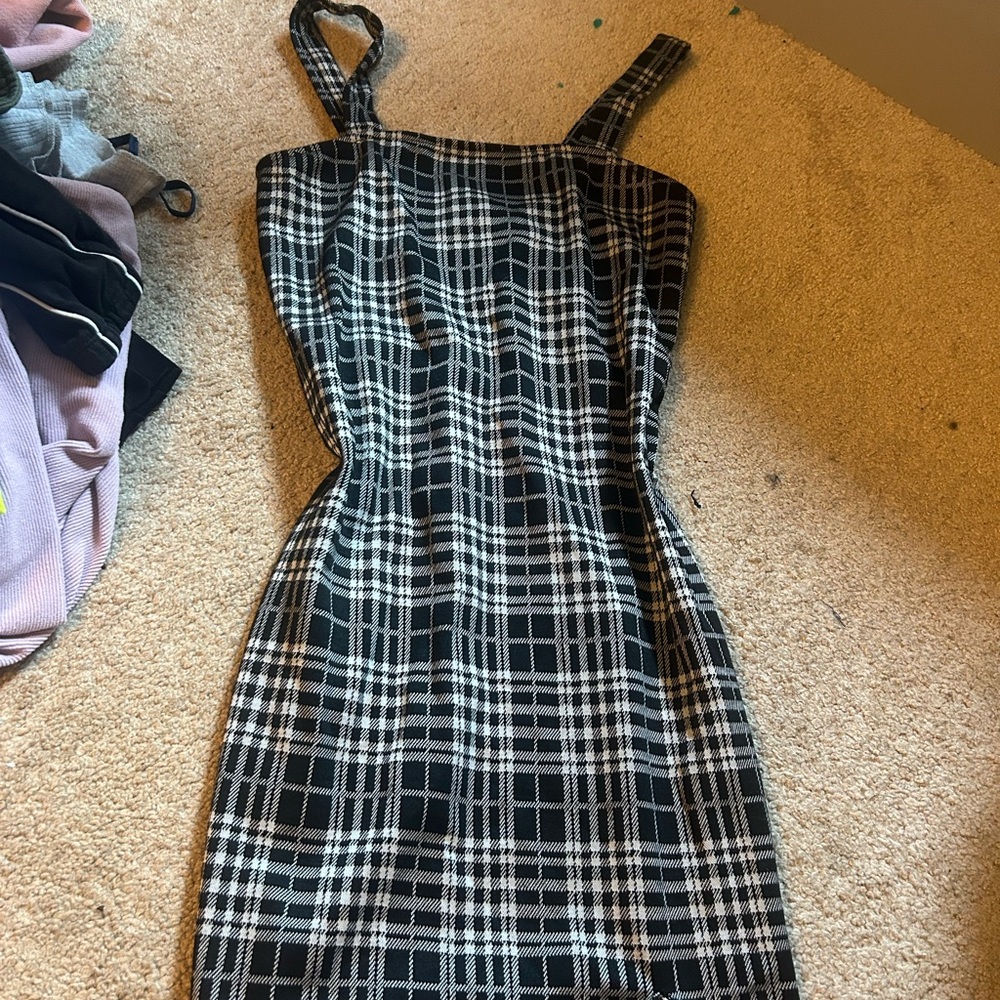 Forever 21 Black and White Plaid Mini Dress
